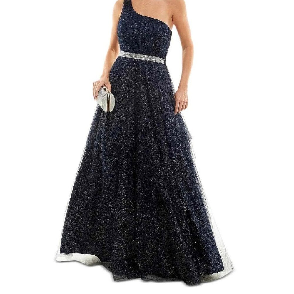 TLC Say Yes To The Prom Womens Juniors One Shoulder Dress Navy Size 9M NWT